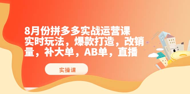 8月份拼多多实战运营课，实时玩法，爆款打造，改销量，补大单，AB单，直播云富网创-网创项目资源站-副业项目-创业项目-搞钱项目云富网创