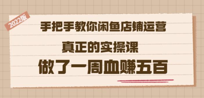 2022版《手把手教你闲鱼店铺运营》真正的实操课做了一周血赚五百(16节课)云富网创-网创项目资源站-副业项目-创业项目-搞钱项目云富网创