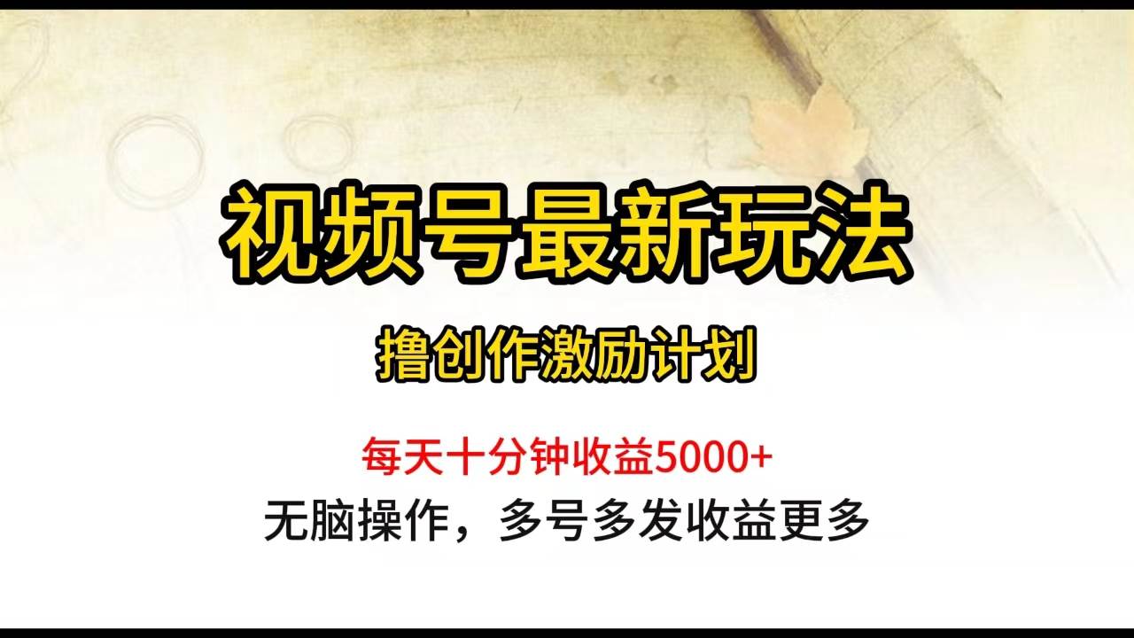 视频号最新玩法，每日一小时月入5000+云富网创-网创项目资源站-副业项目-创业项目-搞钱项目云富网创