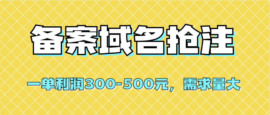 【全网首发】备案域名抢注，一单利润300-500元，需求量大云富网创-网创项目资源站-副业项目-创业项目-搞钱项目云富网创