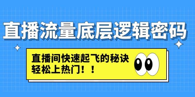 直播流量底层逻辑密码：直播间快速起飞的秘诀，轻松上热门云富网创-网创项目资源站-副业项目-创业项目-搞钱项目云富网创