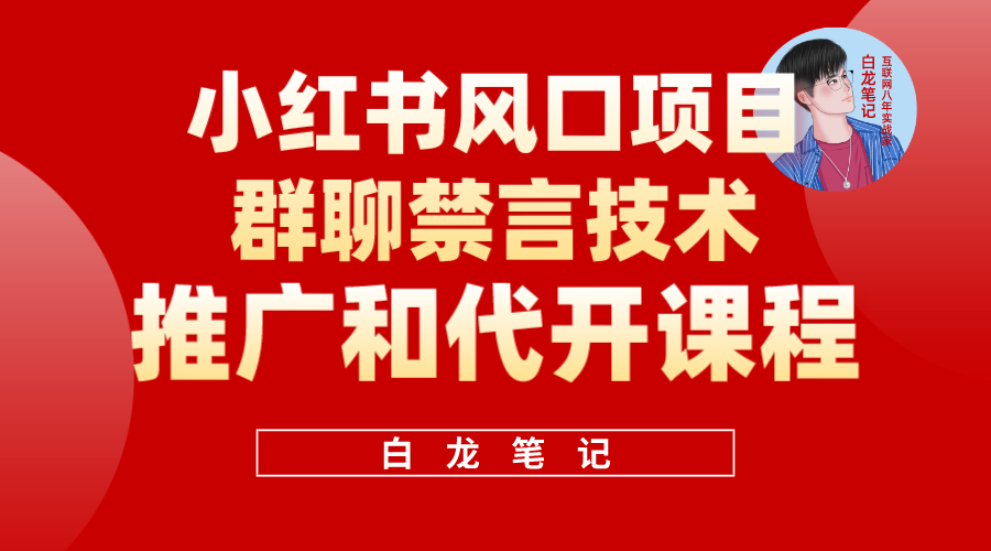 小红书风口项目日入300+，小红书群聊禁言技术代开项目，适合新手操作云富网创-网创项目资源站-副业项目-创业项目-搞钱项目云富网创