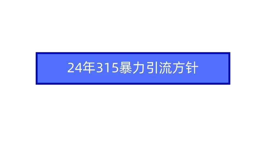 2024年315暴力引流方针云富网创-网创项目资源站-副业项目-创业项目-搞钱项目云富网创