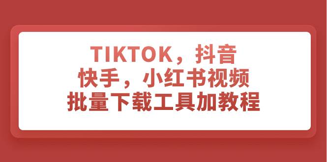 TIKTOK，抖音，快手，小红书视频批量下载工具加教程云富网创-网创项目资源站-副业项目-创业项目-搞钱项目云富网创