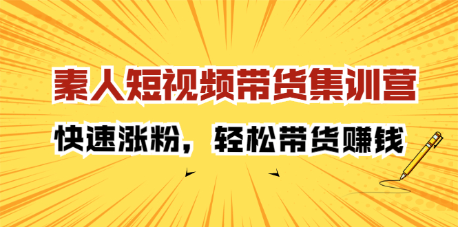 素人短视频带货集训营：快速涨粉，轻松带货赚钱云富网创-网创项目资源站-副业项目-创业项目-搞钱项目云富网创