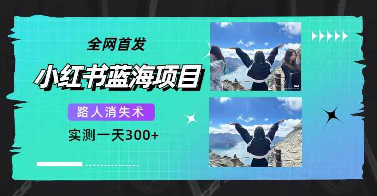 全网首发，小红书蓝海项目，路人消失术，实测一天300+（教程+工具）云富网创-网创项目资源站-副业项目-创业项目-搞钱项目云富网创