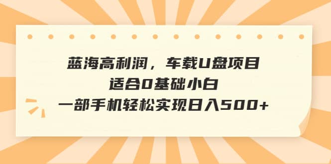 蓝海高利润，车载U盘项目，适合0基础小白，一部手机轻松实现日入500+云富网创-网创项目资源站-副业项目-创业项目-搞钱项目云富网创