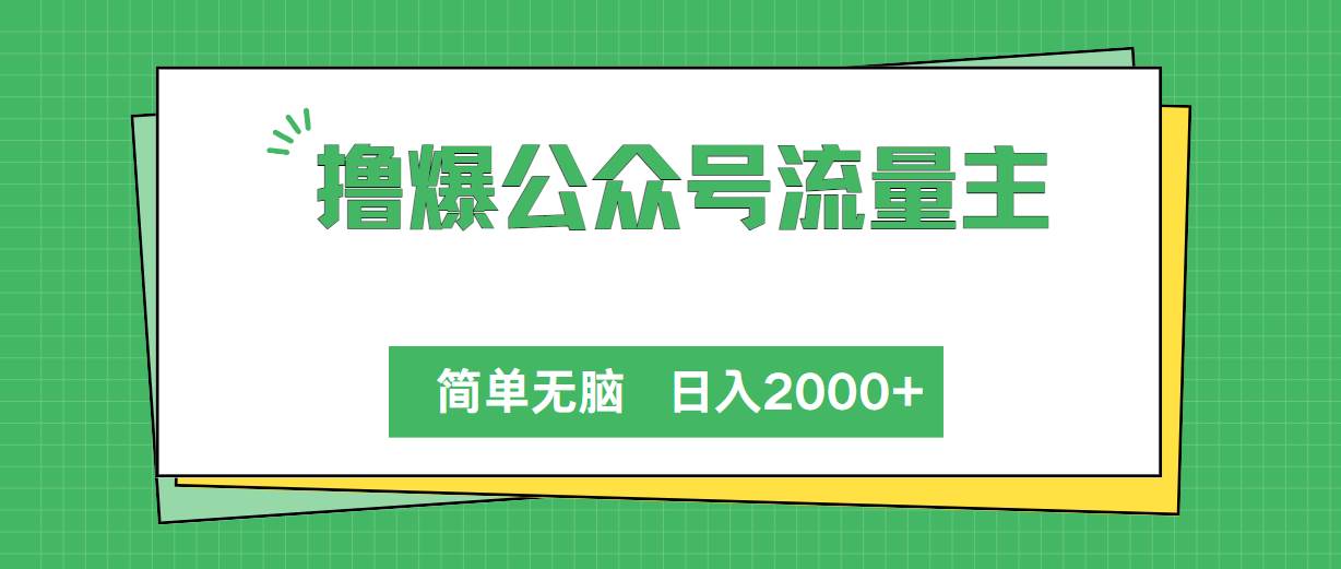 撸爆公众号流量主，简单无脑，单日变现2000+云富网创-网创项目资源站-副业项目-创业项目-搞钱项目云富网创