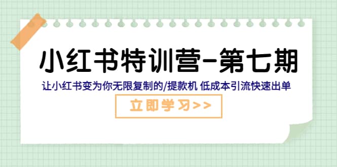 小红书特训营-第七期 让小红书变为你无限复制的/提款机 低成本引流快速出单云富网创-网创项目资源站-副业项目-创业项目-搞钱项目云富网创