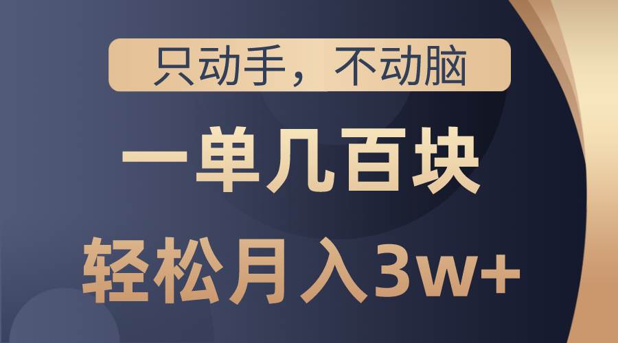 只动手不动脑，一单几百块，轻松月入3w+，看完就能直接操作，详细教程云富网创-网创项目资源站-副业项目-创业项目-搞钱项目云富网创