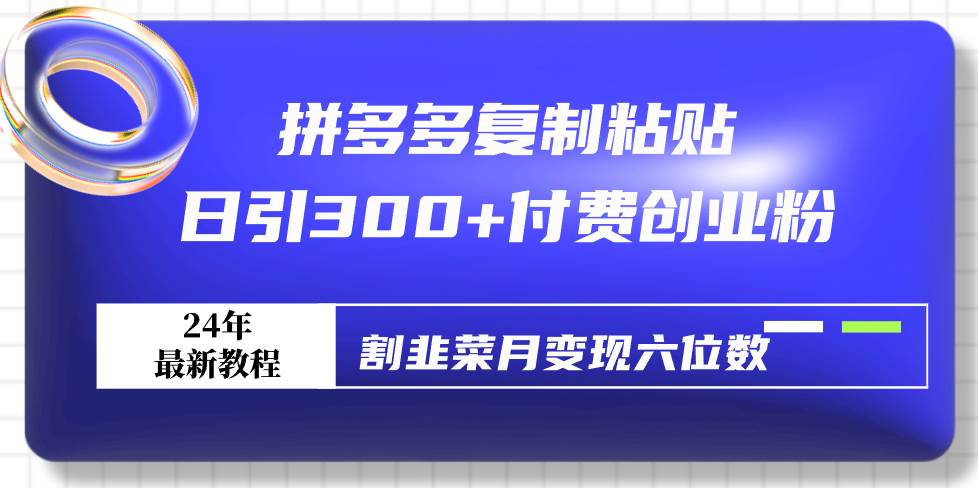 拼多多复制粘贴日引300+付费创业粉，割韭菜月变现六位数最新教程！云富网创-网创项目资源站-副业项目-创业项目-搞钱项目云富网创