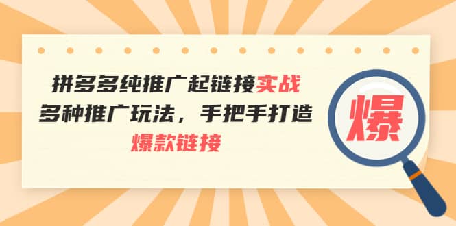 拼多多纯推广起链接实战：多种推广玩法，手把手打造爆款链接云富网创-网创项目资源站-副业项目-创业项目-搞钱项目云富网创