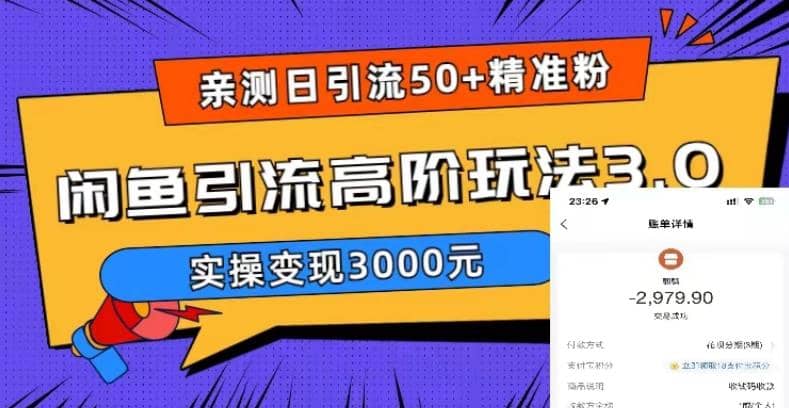 实测日引50+精准粉，闲鱼引流高阶玩法3.0，实操变现3000元云富网创-网创项目资源站-副业项目-创业项目-搞钱项目云富网创