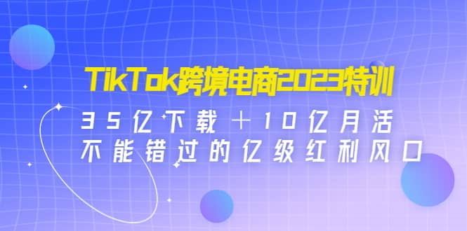 TikTok跨境电商2023特训：35亿下载＋10亿月活，不能错过的亿级红利风口云富网创-网创项目资源站-副业项目-创业项目-搞钱项目云富网创