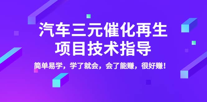 汽车三元催化再生项目技术指导，简单易学，学了就会，会了能赚，很好赚！云富网创-网创项目资源站-副业项目-创业项目-搞钱项目云富网创