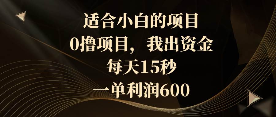 适合小白的项目，0撸项目，我出资金，每天15秒，一单利润600云富网创-网创项目资源站-副业项目-创业项目-搞钱项目云富网创