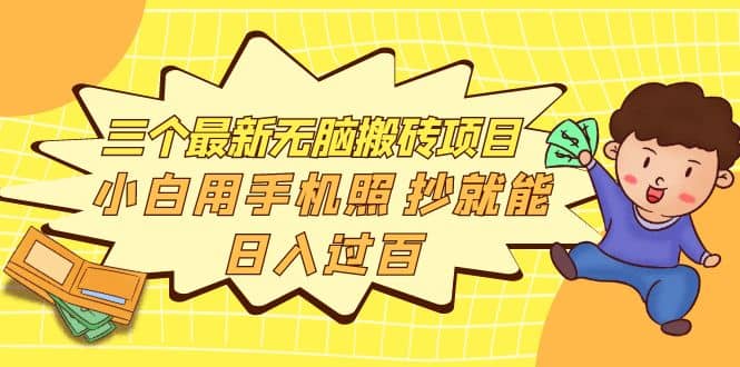 三个最新无脑搬砖项目，小白用手机照抄就能日入过百云富网创-网创项目资源站-副业项目-创业项目-搞钱项目云富网创