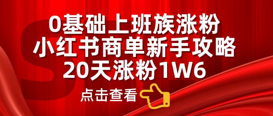 0基础上班族涨粉，小红书商单新手攻略，20天涨粉1.6w云富网创-网创项目资源站-副业项目-创业项目-搞钱项目云富网创