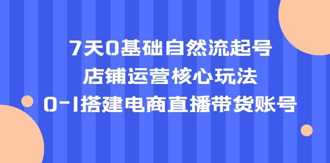 7天0基础自然流起号，店铺运营核心玩法，0-1搭建电商直播带货账号云富网创-网创项目资源站-副业项目-创业项目-搞钱项目云富网创