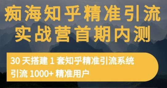 痴海知乎精准引流实战营1-2期，30天搭建1套知乎精准引流系统，引流1000+精准用户云富网创-网创项目资源站-副业项目-创业项目-搞钱项目云富网创