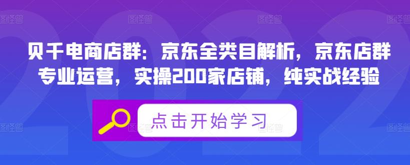 贝千电商店群：京东全类目解析，京东店群专业运营，实操200家店铺，纯实战经验云富网创-网创项目资源站-副业项目-创业项目-搞钱项目云富网创