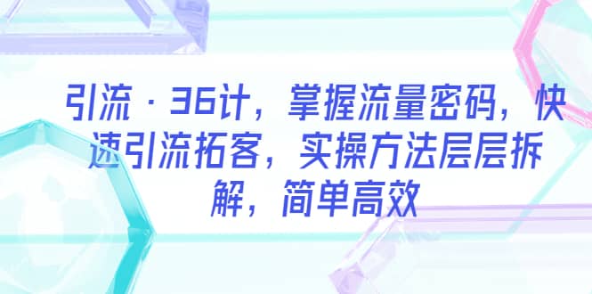 引流·36计，掌握流量密码，快速引流拓客，实操方法层层拆解，简单高效云富网创-网创项目资源站-副业项目-创业项目-搞钱项目云富网创