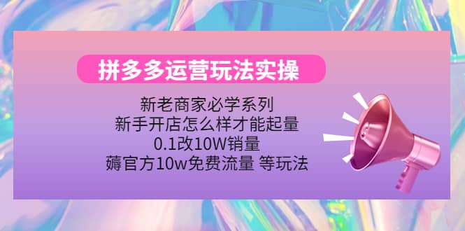 多多运营玩法实操云富网创-网创项目资源站-副业项目-创业项目-搞钱项目云富网创