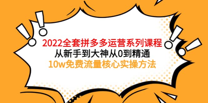 2022全套拼多多运营课程，从新手到大神从0到精通，10w免费流量核心实操方法云富网创-网创项目资源站-副业项目-创业项目-搞钱项目云富网创