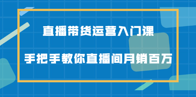 直播带货运营入门课，手把手教你直播间月销百万云富网创-网创项目资源站-副业项目-创业项目-搞钱项目云富网创