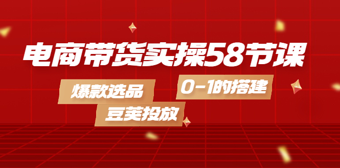 电商带货实操58节课，爆款选品，豆荚投放，0-1的搭建云富网创-网创项目资源站-副业项目-创业项目-搞钱项目云富网创