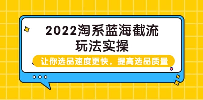 2022淘系蓝海截流玩法实操：让你选品速度更快，提高选品质量（价值599）云富网创-网创项目资源站-副业项目-创业项目-搞钱项目云富网创