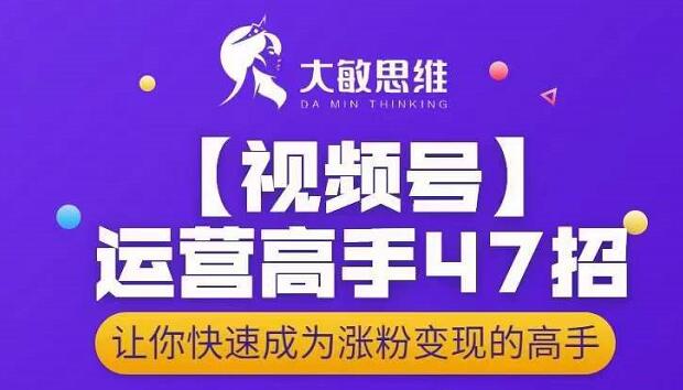 大敏思维-视频号运营高手47招，让你快速成为涨粉变现高手云富网创-网创项目资源站-副业项目-创业项目-搞钱项目云富网创