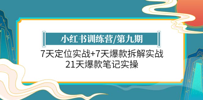 小红书训练营/第九期：7天定位实战+7天爆款拆解实战，21天爆款笔记实操云富网创-网创项目资源站-副业项目-创业项目-搞钱项目云富网创