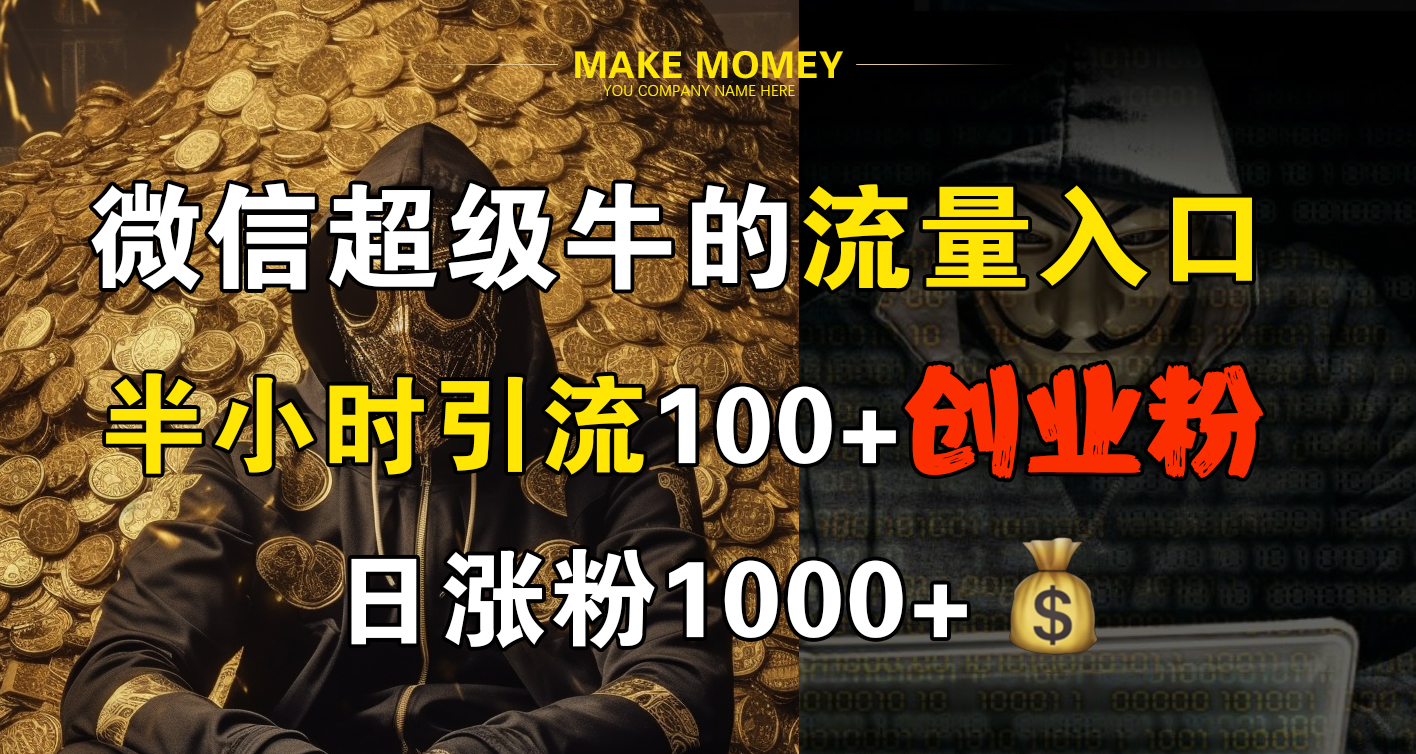 微信超级牛的流量入口，半小时引流100+创业粉，日涨粉1000+云富网创-网创项目资源站-副业项目-创业项目-搞钱项目云富网创