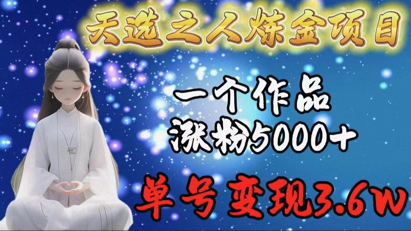 天选之人炼金项目，一个作品涨粉5000+，单号变现3.6w云富网创-网创项目资源站-副业项目-创业项目-搞钱项目云富网创