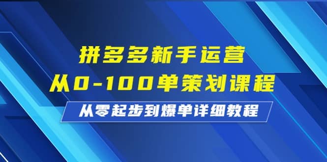 拼多多新手运营从0-100单策划课程，从零起步到爆单详细教程云富网创-网创项目资源站-副业项目-创业项目-搞钱项目云富网创