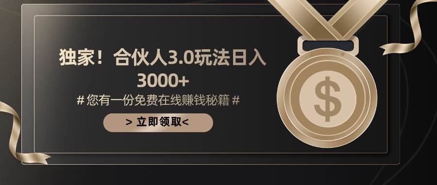 游戏合伙人3.0，日入3000+，无限扩大的蓝海项目云富网创-网创项目资源站-副业项目-创业项目-搞钱项目云富网创