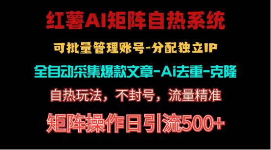 红薯矩阵自热系统，独家不死号引流玩法！矩阵操作日引流500+云富网创-网创项目资源站-副业项目-创业项目-搞钱项目云富网创