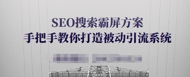 SEO搜索霸屏方案，手把手教你打造被动引流系统【视频课程】云富网创-网创项目资源站-副业项目-创业项目-搞钱项目云富网创