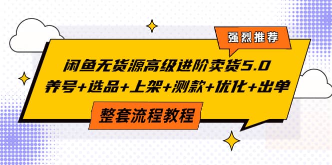 闲鱼无货源高级进阶卖货5.0，养号+选品+上架+测款+优化+出单整套流程教程云富网创-网创项目资源站-副业项目-创业项目-搞钱项目云富网创