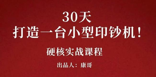 康哥30天打造一台小型印钞机：躺赚30万的项目完整复盘（视频教程）云富网创-网创项目资源站-副业项目-创业项目-搞钱项目云富网创