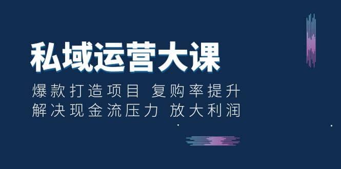 私域运营大课：爆款打造项目 复购率提升 解决现金流压力 放大利润云富网创-网创项目资源站-副业项目-创业项目-搞钱项目云富网创