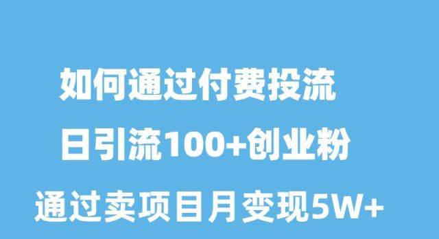 如何通过付费投流日引流100+创业粉月变现5W+云富网创-网创项目资源站-副业项目-创业项目-搞钱项目云富网创