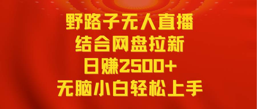 无人直播野路子结合网盘拉新，日赚2500+多平台变现，小白无脑轻松上手操作云富网创-网创项目资源站-副业项目-创业项目-搞钱项目云富网创