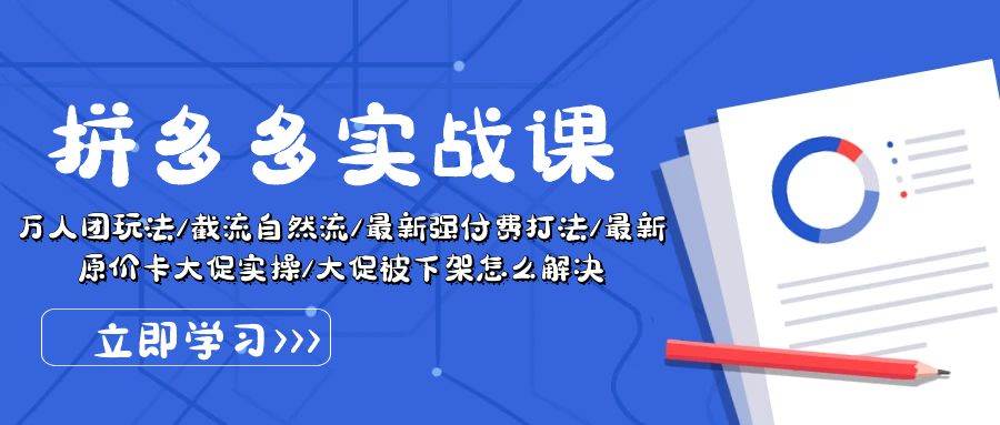 拼多多·实战课：万人团玩法/截流自然流/最新强付费打法/最新原价卡大促..云富网创-网创项目资源站-副业项目-创业项目-搞钱项目云富网创