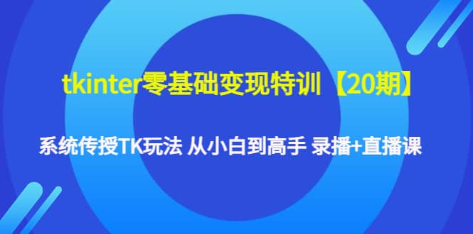 tkinter零基础变现特训【20期】系统传授TK玩法 从小白到高手 录播+直播课云富网创-网创项目资源站-副业项目-创业项目-搞钱项目云富网创