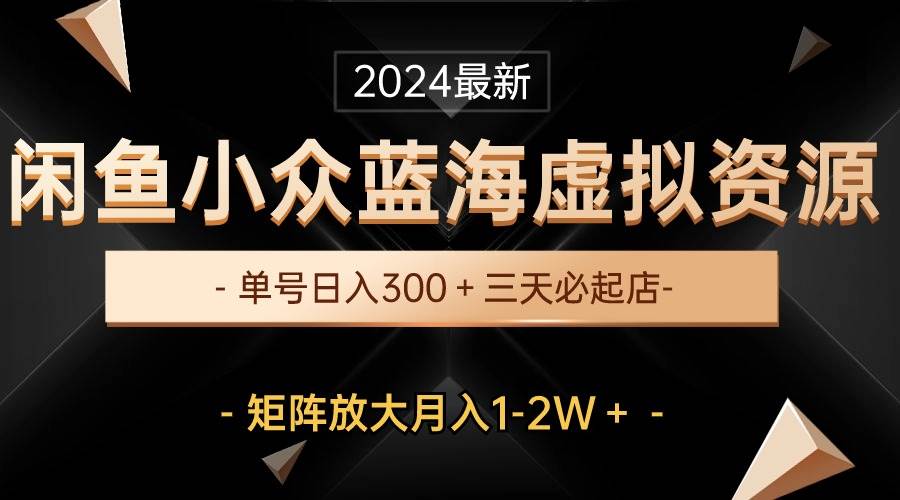 最新闲鱼小众蓝海虚拟资源，单号日入300＋，三天必起店，矩阵放大月入1-2W云富网创-网创项目资源站-副业项目-创业项目-搞钱项目云富网创