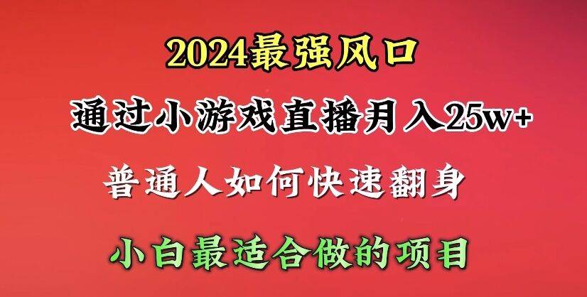 2024年最强风口，通过小游戏直播月入25w+单日收益5000+小白最适合做的项目云富网创-网创项目资源站-副业项目-创业项目-搞钱项目云富网创