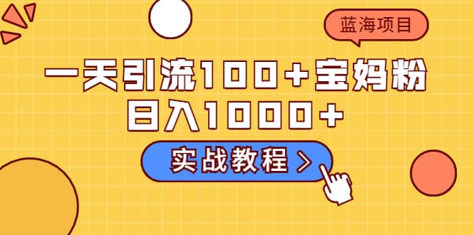 一天引流100+宝妈粉，日入1000+的蓝海项目（实战教程）云富网创-网创项目资源站-副业项目-创业项目-搞钱项目云富网创