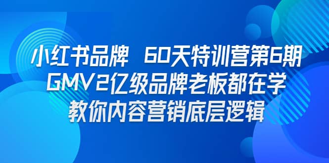 小红书品牌 60天特训营第6期 GMV2亿级品牌老板都在学 教你内容营销底层逻辑云富网创-网创项目资源站-副业项目-创业项目-搞钱项目云富网创